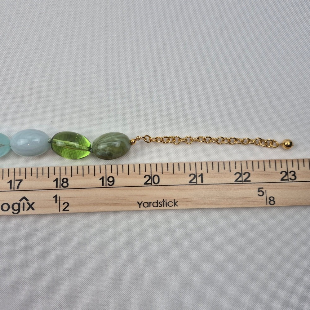 Joan Rivers NWOT 20" Beaded Necklace Green Blue Oval Resin Beads Coastal Resort - Picture 11 of 11